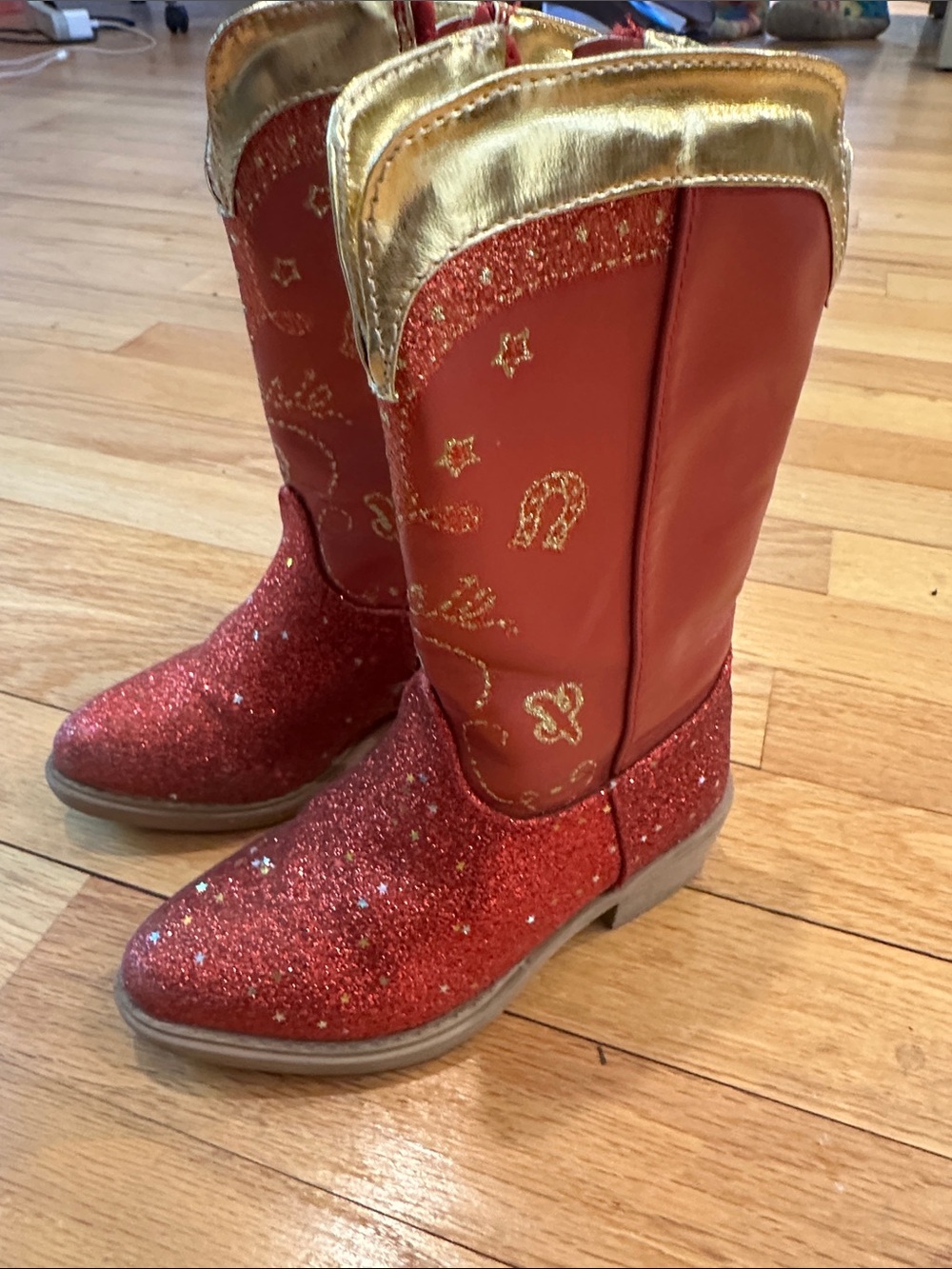Sparkly Red and Gold Kids Cowgirl Boots (Jesse Toy Story)